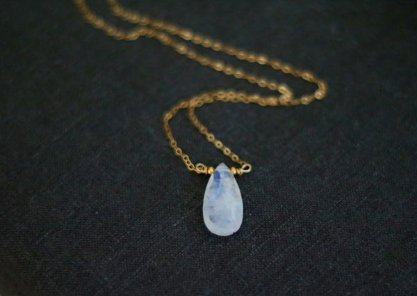 Rainbow Moonstone Necklace Faerie June Birthstone pendant necklace 14K goldfilled, 14K rose goldfilled