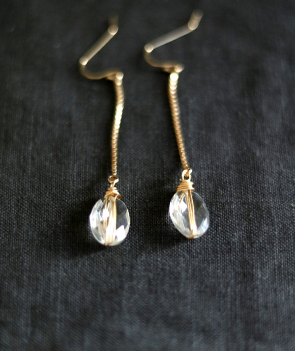 Orbital earrings - Crystal quartz, aqua chalcedony, Chrysoprase