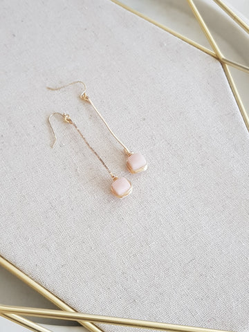 Pink opal Gemstone Linear Stick Earrings