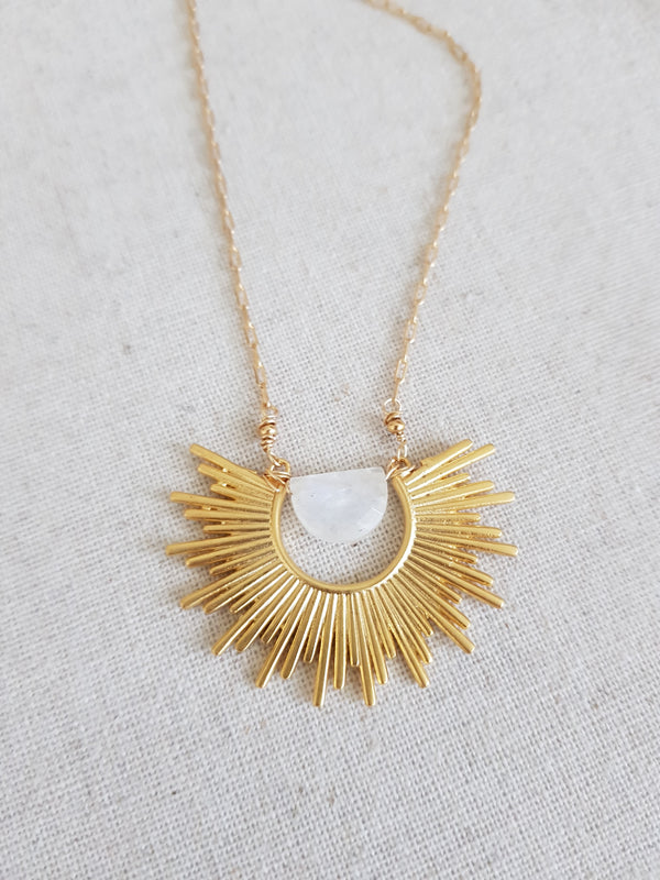Statement Sunburst necklace with Moonstone