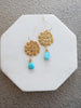 Turquoise and gold dangle earrings