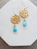 Turquoise and gold dangle earrings