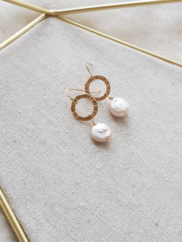 As seen on Firefly Lane S2E2 Kate Blush Pink Coin Pearl Earrings