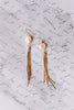 Blush Pink pearl Gold tassel Earrings June Birthstone dangle drops