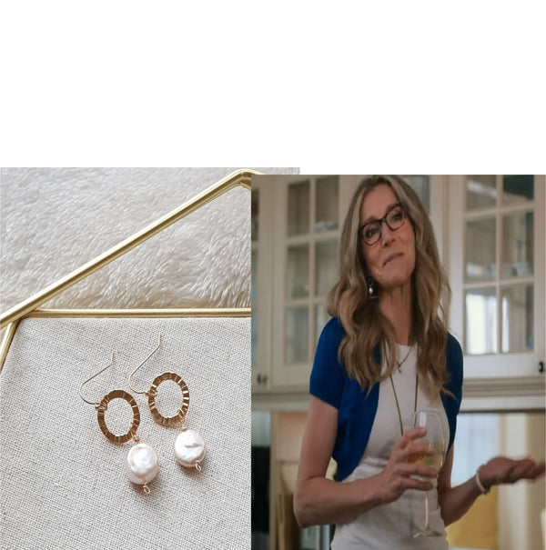 As seen on Firefly Lane S2E2 Kate Blush Pink Coin Pearl Earrings