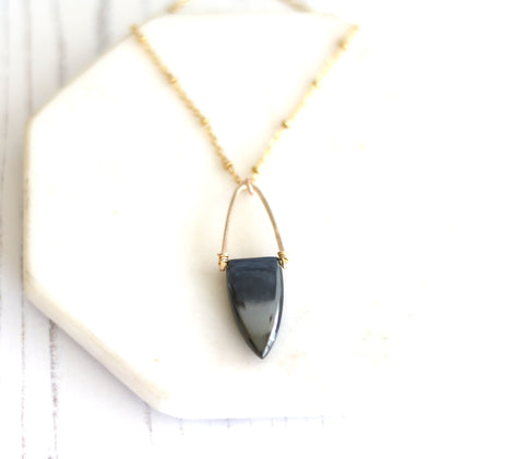 Glide Statement Necklace with Hematite Mixed metal grey and gold