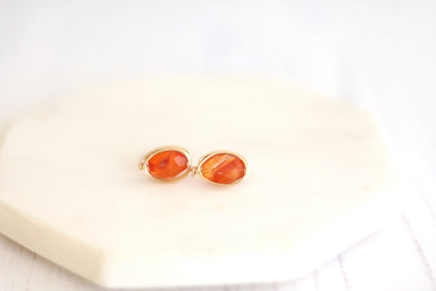 Carnelian Stud earrings gemstone post earrings Waterlily collection