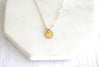 Dainty Round brushed vermeil gold textured pendant 14K goldfilled