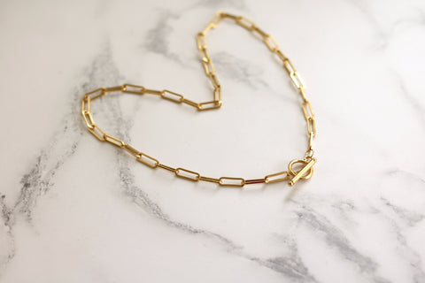 Toggle paperclip necklace Statement 14K goldfilled with Pearl Queen Bee Starfish necklace