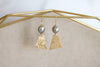 Modern grey pearl brushed gold earrings