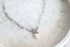 Silver Toggle paperclip necklace with without Pearl charm