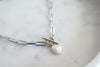 Silver Toggle paperclip necklace with without Pearl charm