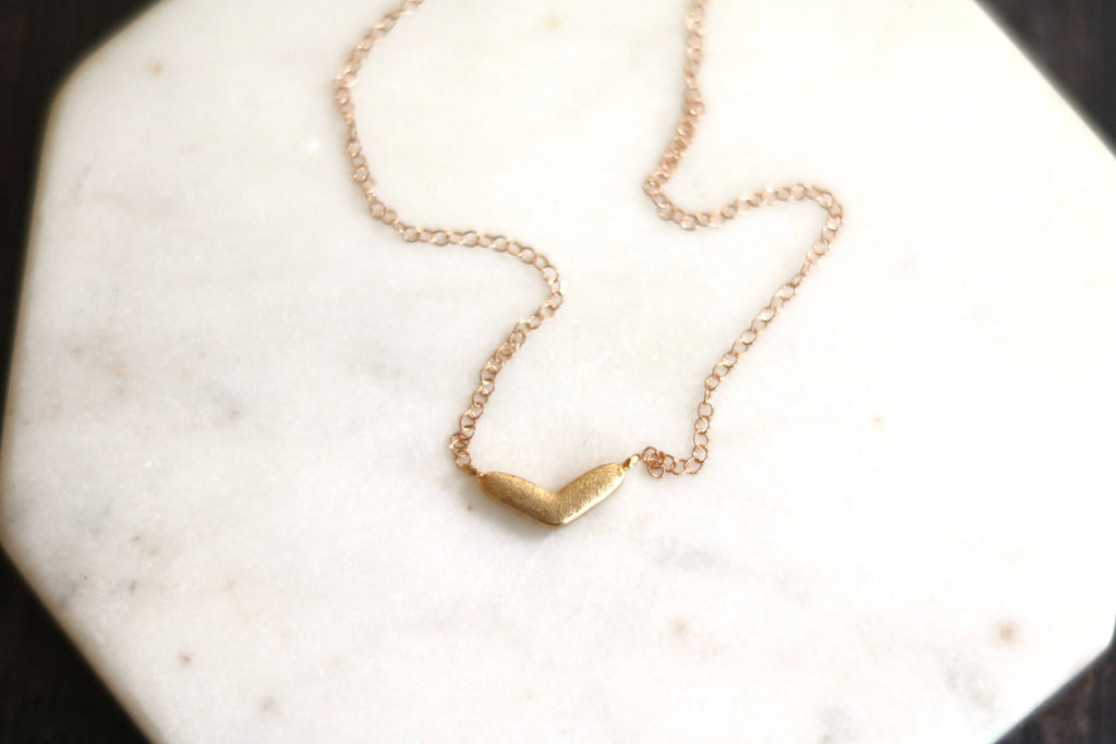 Minimalist Heart Necklace Boomerang chevron