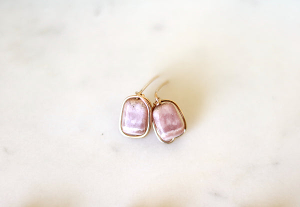 Pink Rhodochrosite gemstone studs