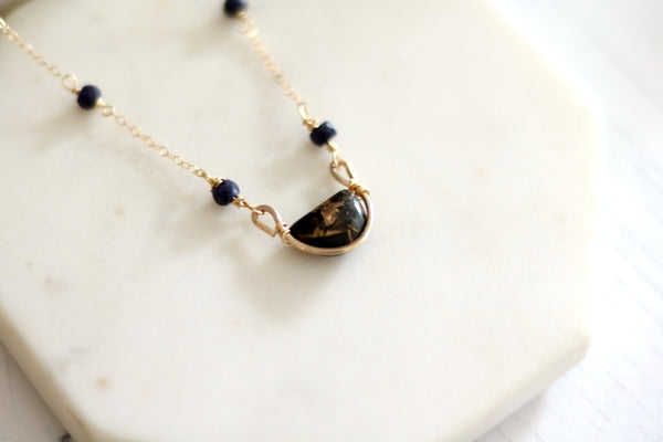 Black Copper Turquoise Rockpool necklace December birthstone