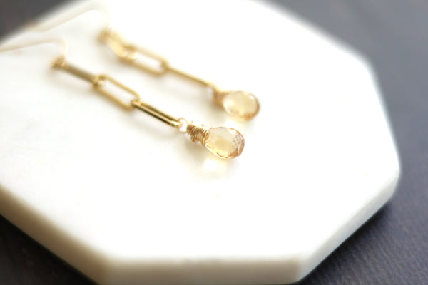 Citrine birthstone earrings Dubai handmade gemstone 