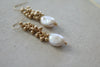 Cluster gold bead and Baroque Pearl  earrings