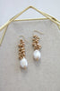 Cluster gold bead and Baroque Pearl  earrings