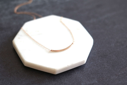 Curved Bar Layering Necklace 14K rose goldfilled Minimalist jewelry