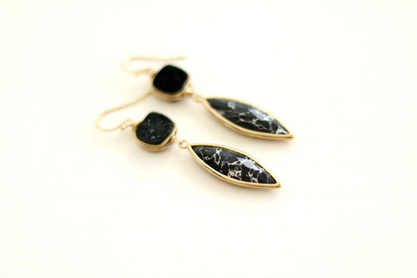 Statement Black marble earrings