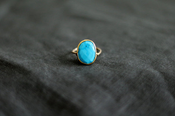 Statement Gold Turquoise ring