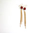 Red druzy Long Gold Tassel Earrings