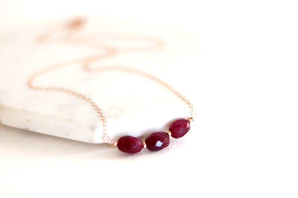 Ruby Bar Necklace 14K rose goldfilled