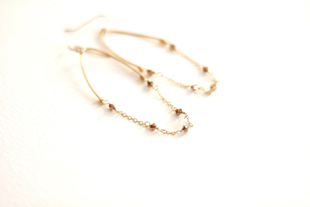 Glide earrings rose gold Swarovski crystals