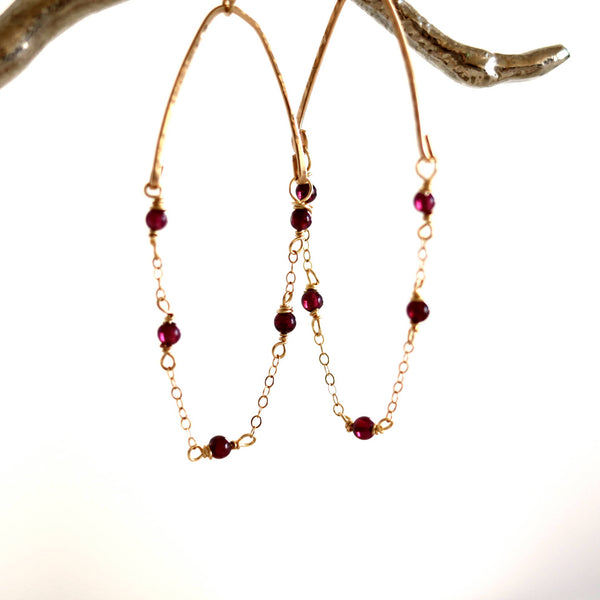Glide Hoop earrings - Red garnet