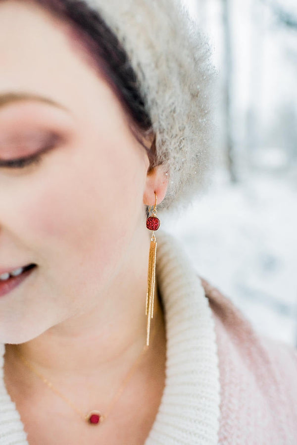 Silver Druzy Fringe earrings