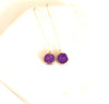 Square Ultraviolet Purple Druzy Earrings Hammered Gold