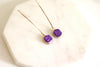 Square Ultraviolet Purple Druzy Earrings Hammered Gold