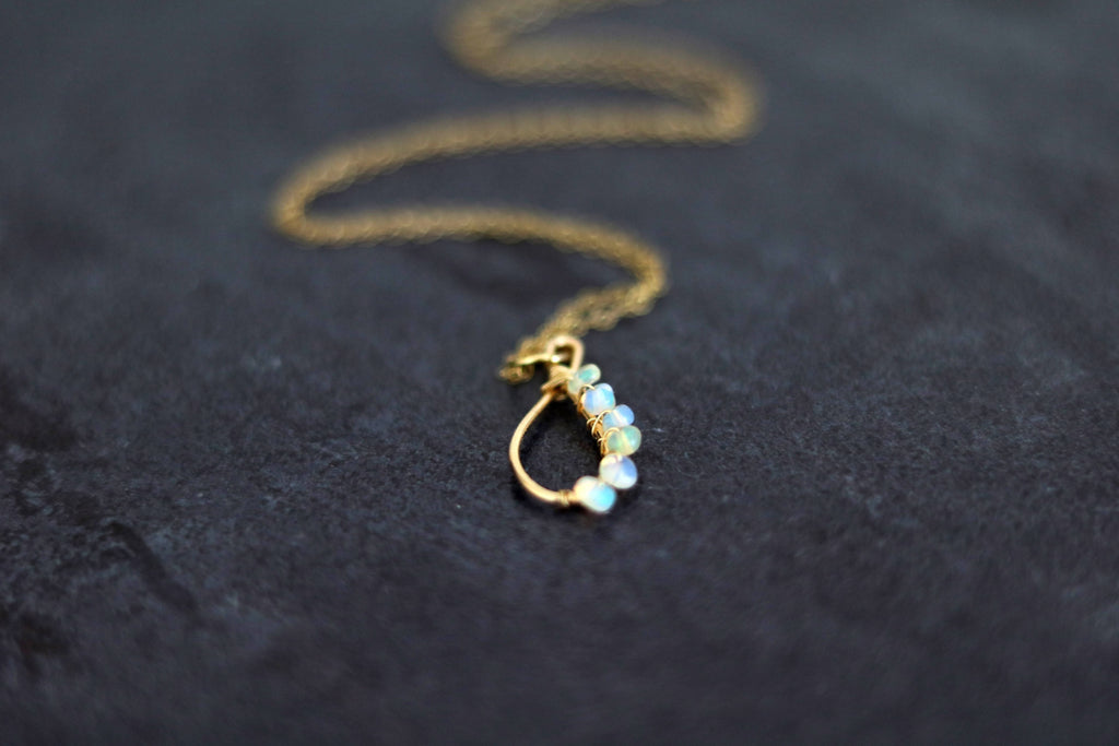 Ethiopian Opal Teardrop Pendant Necklace