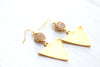 Statement Gold Triangle Champagne Druzy earrings
