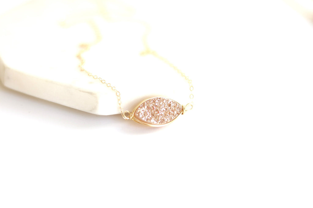 Marquise Champagne Druzy necklace