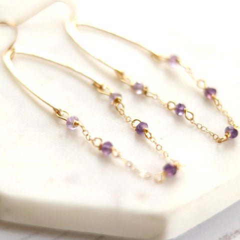 Glide Purple Amethyst Hoop Earrings