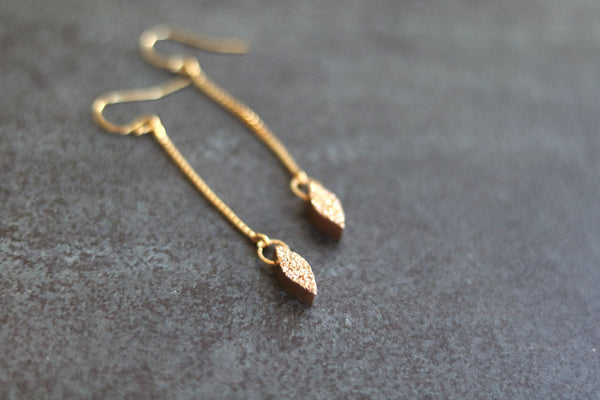Kite Rose gold druzy linear earrings