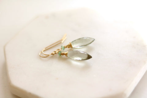 Green Amethyst dewdrop earrings
