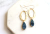 Gold and blue teardrop Druzy Earrings
