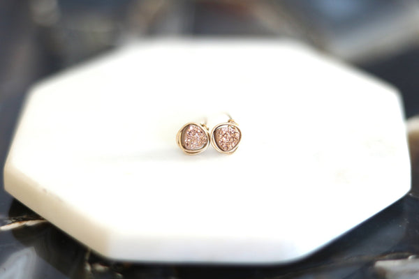 Trillion Rose gold Druzy Studs