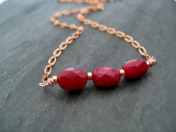 Ruby Bar Necklace 14K rose goldfilled
