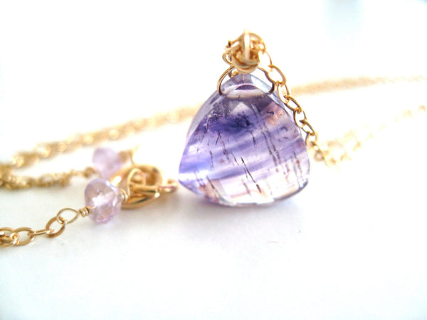 Moss Amethyst necklace Ascher cut trillion