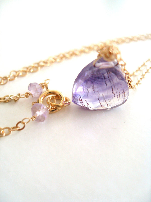 Moss Amethyst necklace Ascher cut trillion