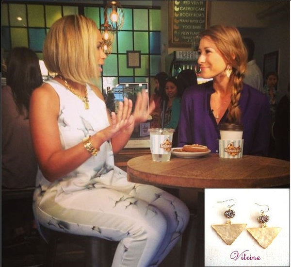 Statement white Druzy Gold Triangle earrings