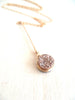 As worn by Actress Stephanie Drapeau - Rose gold Druzy Drop pendant necklace