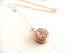 As worn by Actress Stephanie Drapeau - Rose gold Druzy Drop pendant necklace