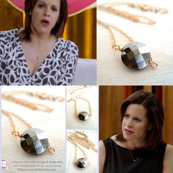 As seen on Law and Order SVU -  Pyrite coin choker Necklace