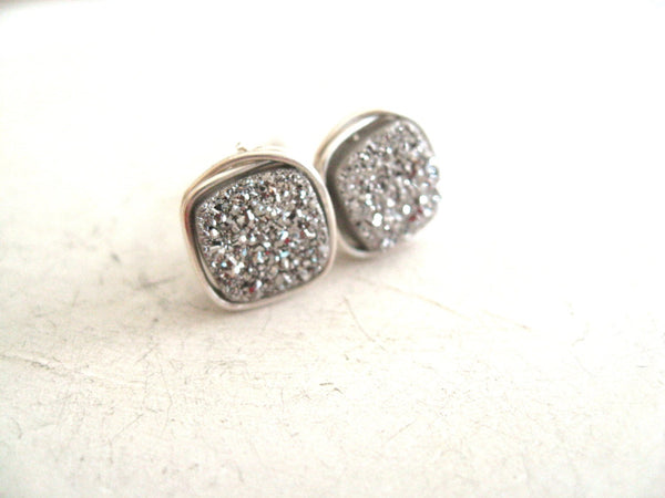 Silver Druzy Stud earrings