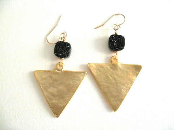 Statement Triangle Druzy earrings - Black