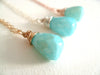 Blue Peruvian Opal Briolette Necklace Multiple finishes October birthstone